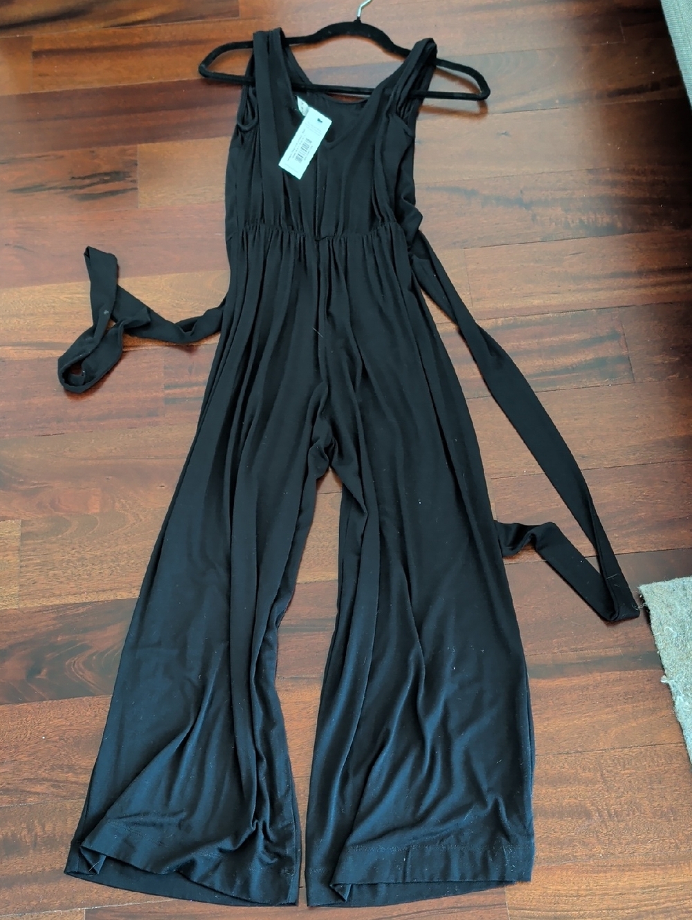 NWT Amour Vert Black Wide-Leg Tie-Waist Jumpsuit